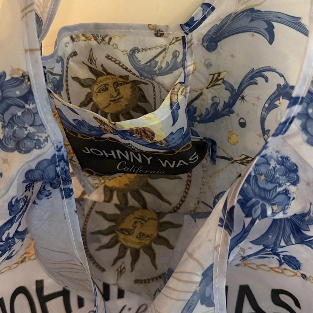 Johnny Was Celestial Blue and Gold Tote Bag - Picture 4 of 5